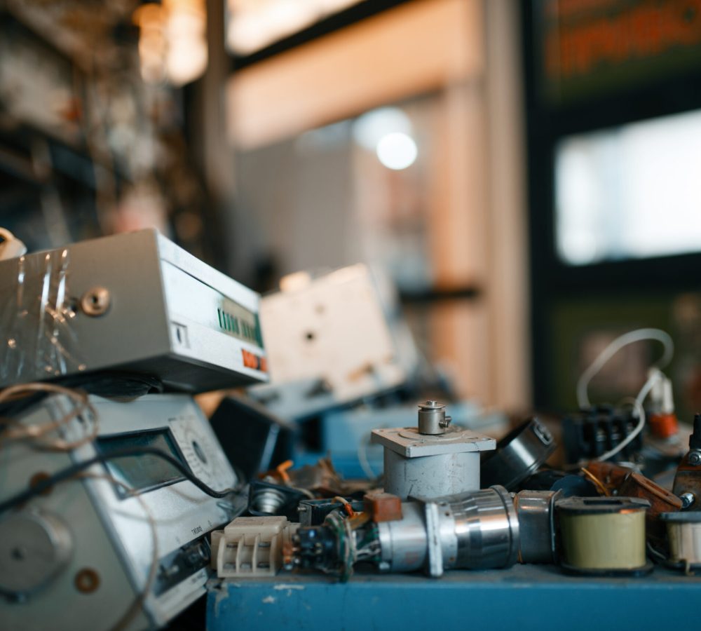 Electrical testing tools in laboratory closeup, nobody. Lab equipment, electronic measurement devices, engineering workshop